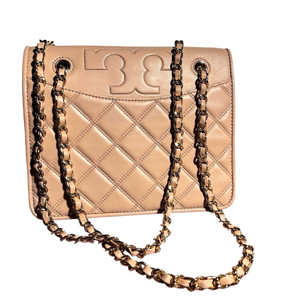 TORY BURCH SAVANNAH CONVERTIBLE SHOULDER BAG BEIGE - Picture 1 of 13